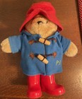 10 Zoll Paddington Bär Plüschtier rot Gummi Regenstiefel Eden Spielzeug 1981 Vintage Teddy blau 