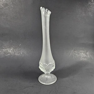 Vintage Fenton Satin/Miltiert Klarglas geschwungene Knospe Vase Seerose 10" - Bild 1 von 9