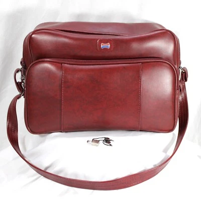 Vintage American Tourister Vinyl Carry On Luggage w Keys Burgundy Red *MINT COND - Image 1 of 4