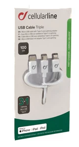 Cellularline USB Triple Kabel Micro USB Typ C Apple Original Adapter 3in1 323 - Bild 1 von 1