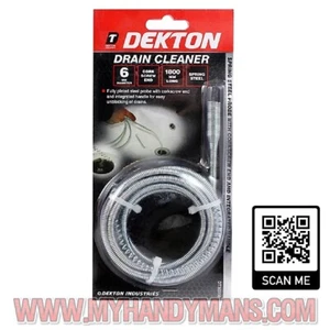Dekton Drain Cleaner, 1.8m Steel Coil, 6mm Diameter, Unblock Drains, Corkscrew E - Picture 1 of 3