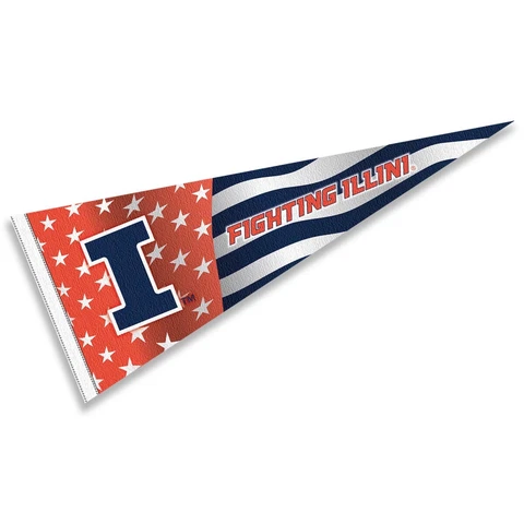 Illinois Fighting Illini Nation USA Stars and Stripes Pennant Full Size Pennant Cover