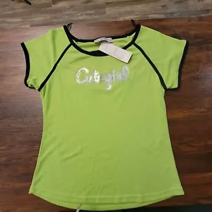 Blusa para mujer talla grande XL (16) verde lima corte negro linda lentejuelas bonita - Imagen 1 de 8