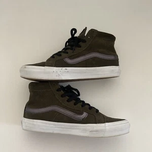 Vans Sk8-Hi Men’s Suede Skate Shoes Olive Green Size M6 /W7.5 Repaired - Picture 1 of 13