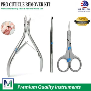 Cuticle Nail Pusher Nipper Remover Manicure Set Spoon Pedicure Stainless Kit Cut - Picture 1 of 5