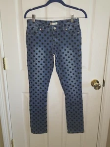 LEVIS Girls 711 Skinny Stretch Jeans Black Velvet Polka Dots Sz 10 Adjustable - Picture 1 of 8