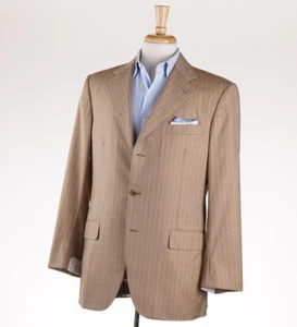 NWT $3595 BELVEST Tan Stripe Super 150s Wool Suit 40 R (Eu 50) Classic-Fit - Picture 1 of 12