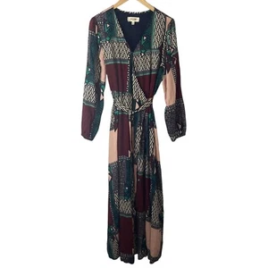 Anthropologie Porridge Virginia Maxi Wickelkleid L Patchwork Abstrakt Artsy Boho - Bild 1 von 9