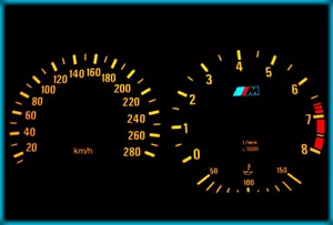 G031 BMW E36 M3 91-99 EU 280KMH NERO/AMBRA EL Misuratori di speedo cluster incandescente al plasma - Foto 1 di 8