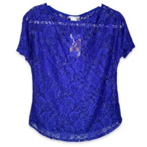 Camicia in pizzo blu Valencia miele e pizzo extra small - Foto 1 di 5