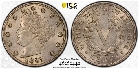 1897 P NGC AU55 | V Nickel Liberty Head - 5c US Coin #43260B Cover