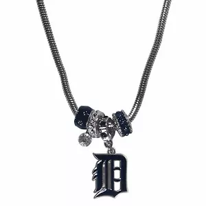 Detroit Tigers Snake Chain Necklace with Euro Beads MLB Licensed Jewelry - Picture 1 of 3