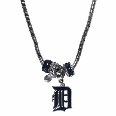 Detroit Tigers Snake Chain Necklace with Euro Beads MLB Licensed Jewelry - Image 1 of 3
