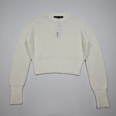 French Connection Womens Jumper White Large Waffle Knit Pullover Ladies 14 UK