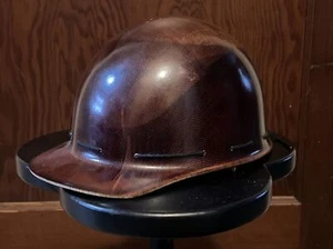 Vintage Antique Miners Helmet MSA Skullgard Brown Protective Cap Size 7-1/4 USA - Picture 1 of 12