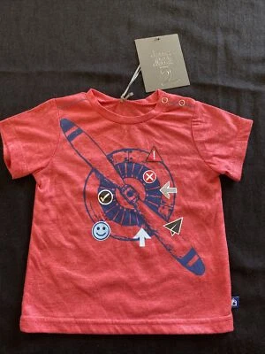 Camiseta Deux Par Deux Nueva Con Etiquetas Coral Tejido Avión Hélice Manga Corta - 12 Meses Foto 1 de 4