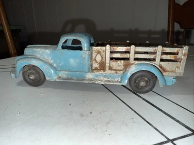 Camioneta pickup Hubley Kiddie de colección lado de estaca azul #460 pintura original fundida a presión Foto 1 de 4