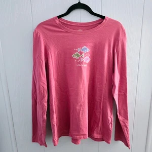 Life Is Good rosa Langarmshirt Large - Grafik, klassisch, lässig - Bild 1 von 6