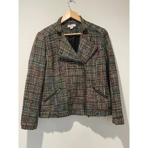 Coldwater Creek mehrfarbiges Tweed Motorrad Jacke Blazer Damengröße 12 - Bild 1 von 4