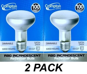 2 x 100W Incandescent R80 Reflector Light Globes Bulbs Screw E27 Dimmable ES - Picture 1 of 3