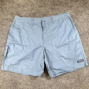 Patagonia Shorts Mens 38 Blue Organic Cotton Flat Front Slash Pockets Front Logo - Imagen 1 de 9