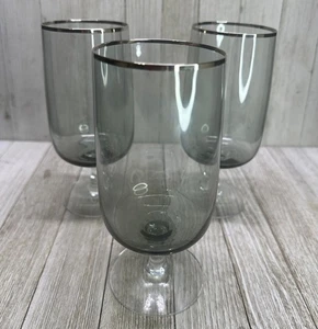 Juego de 3 copas de agua vintage Fostoria Cherish gris humo platino 6,5" - Imagen 1 de 7