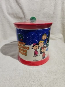Unopened Vintage 90s Galerie Merry Christmas Charlie Brown Cookie Jar With Lid - Picture 1 of 5