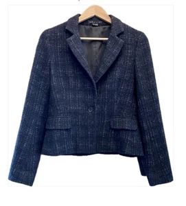 Theory Alpaka Blazer Größe 12 schwarz & blau/grau Tweed *EUC* - Bild 1 von 9