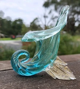 1950s MURANO Glass Blue Cornucopia with Polveri by Archimedes Seguso - Picture 1 of 9