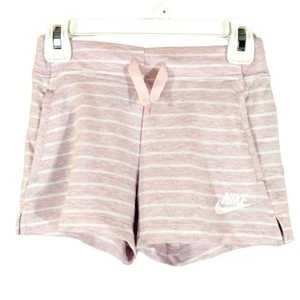 L Nike Little Girls Pink Foam Heather Striped Terry Cotton Active Shorts NWT 6 - Picture 1 of 8
