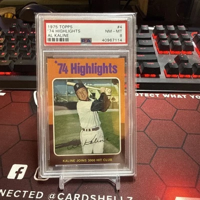 1975 TOPPS Al Kaline '74 Highlights #4 | PSA 8  - Image 1 of 2
