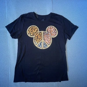 Disney Parks XXL Mickey Mouse Animal Kingdom Leopard Blk Crewneck - Picture 1 of 5