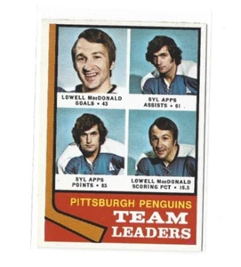 1974-75 O-Pee-Chee #183 Penguins Leaders/Lowell MacDonald/Syl Apps NMMT - Picture 1 of 2