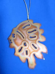 Handgefertigter Laser/Plasma geschnittener Kupfer Indianer Kopf Ornament brünierte Patina - Bild 1 von 2