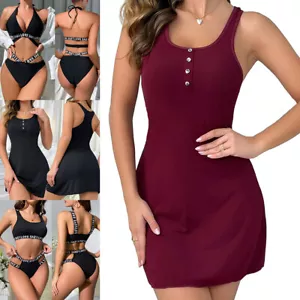 Sexy Women's Lingerie Bra and Thong Set Babydoll Pajamas Set Soft Sleepwear US - Picture 1 of 57