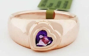 GENUINE 0.25 Cts AMETHYST RING .925 SILVER (ROSE TONE) - New With Tag - Picture 1 of 5