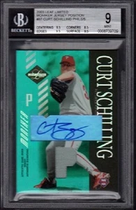 2003 Curt Schilling Leaf Limited Moniker Jersey Position Autograph /5 BGS Mint 9 - Picture 1 of 2