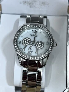 Women's MK2128AZ Mickey Mouse Rhinestone Accent Bracelet Watch Disney NOS - Picture 1 of 8
