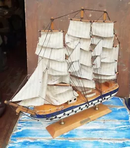 Modello Vintage Di Amerigo Vespucci Legno E Cotone Marina Militare Nave Scuola - Foto 1 di 12