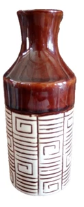 Brown Dual Glazed Bud Vase Stoneware 8 Inch Boho design - Picture 1 of 9
