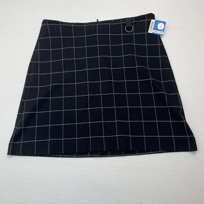 Nueva Falda Kenneth Cole New York Talla 4 Negra Cuadros Línea A Trabajo o Punk Preppy Foto 1 de 4
