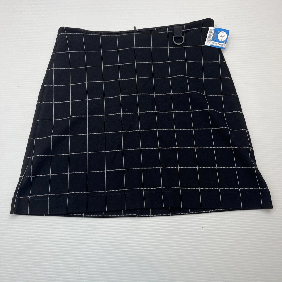 Nueva Falda Kenneth Cole New York Talla 4 Negra Cuadros Línea A Trabajo o Punk Preppy Foto 1 de 4