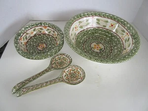 Temptations by Tara Salad Set- 12" Bowl, 2 Salad Bowls, & Ceramic Serving Spoons - Picture 1 of 8