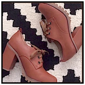 NIB Chelsea Crew CHUKO TAN Brown Oxford Lace Up Shoes Block Herl 37 6.5 7 M $85 - Picture 1 of 12