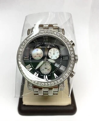 BENNY & CO.  & DIAMOND 3ct QUARTZ with BLACK DIAL Men's Watch, Stainless Steel - Image 1 of 4