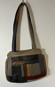 Genuine Leather Made in Mexico Color Block Crossbody Shoulder Purse Patchwork - Picture 1 of 17
