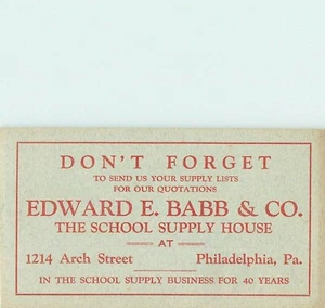 Edward E Babb Co School House Supply Philadelphia Ink Blotter style 1 - Picture 1 of 2