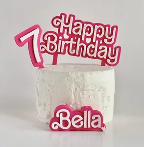 Personalized Pink Doll Cake Topper - Picture 1 of 1