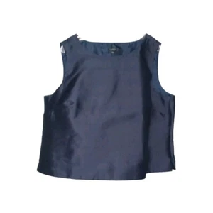 Talbots Womens Silk Wool Sleeveless Top 22 Navy Blue Business Formal Luxe Plus - Picture 1 of 6