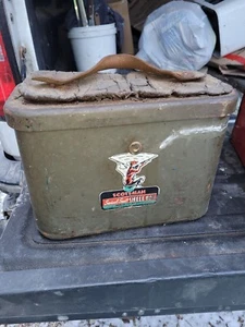 Vintage Swivel Seat & Shotgun Shell Box~Hunter Cabin Camp Lunchbox Prop Working - Picture 1 of 19